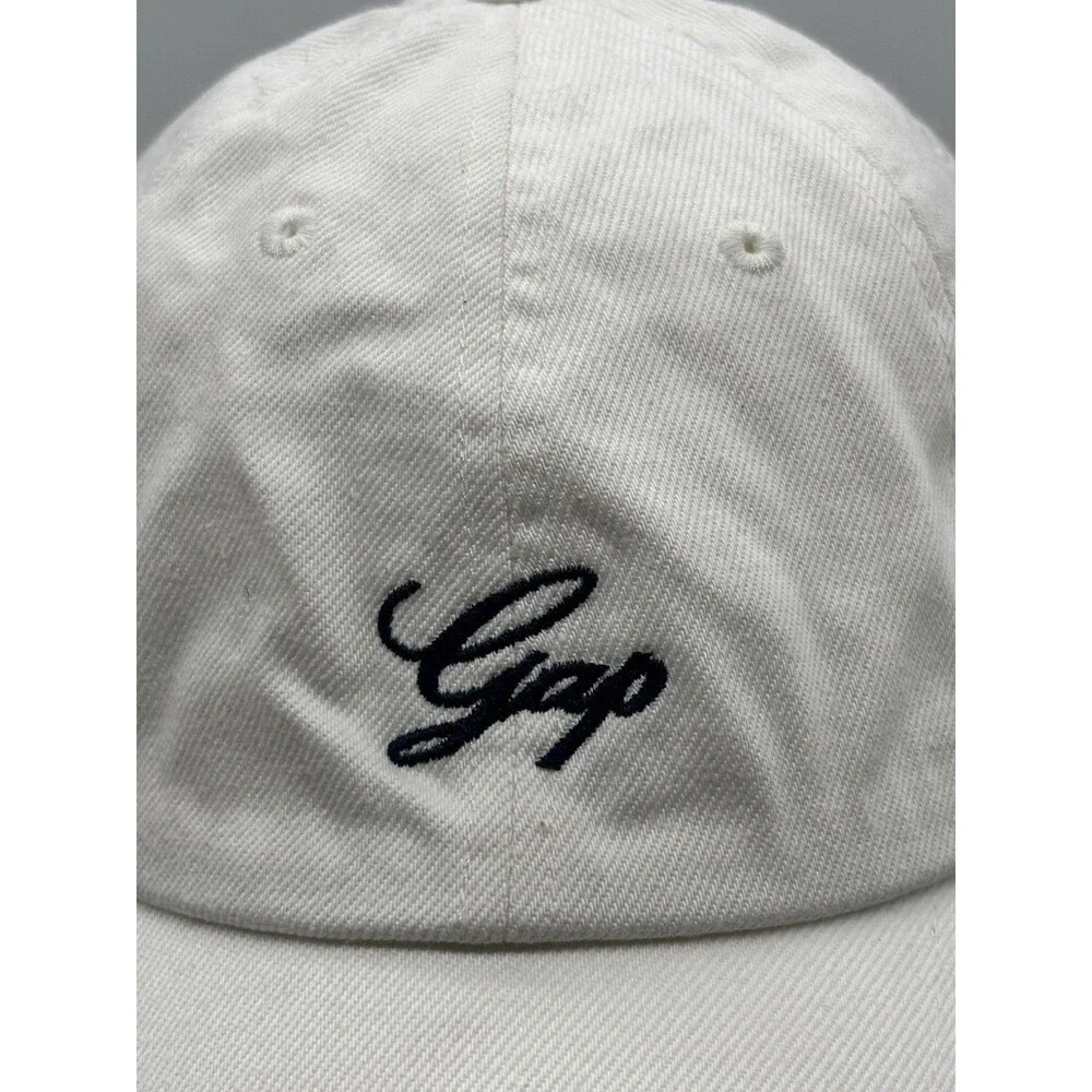 GAP Script Logo Strapback Hat White Embroidered US American Flag